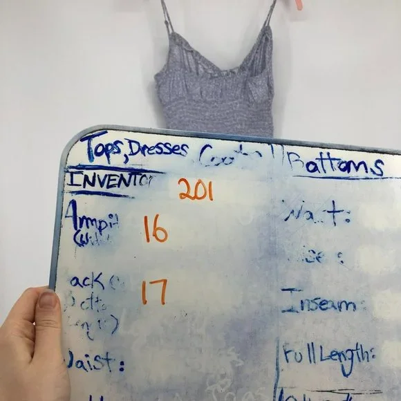 Garage periwinkle blue white floral shirred tie front crop tank top SP - Picture 11 of 13